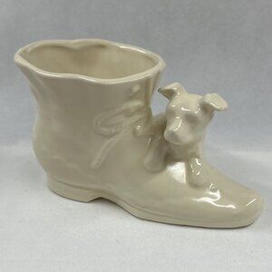 Vintage Puppy and Boot Planter